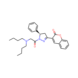 CCCCN(CCCC)CC(=O)N1N=C(c2cc3ccccc3oc2=O)C[C@@H]1c1ccccc1 ZINC000653727782