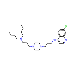 CCCCN(CCCC)CCCN1CCN(CCCNc2ccnc3cc(Cl)ccc23)CC1 ZINC000027638038