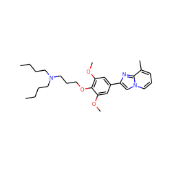 CCCCN(CCCC)CCCOc1c(OC)cc(-c2cn3cccc(C)c3n2)cc1OC ZINC000013819560