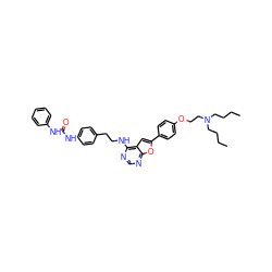 CCCCN(CCCC)CCOc1ccc(-c2cc3c(NCCc4ccc(NC(=O)Nc5ccccc5)cc4)ncnc3o2)cc1 ZINC000096272636