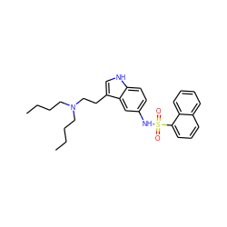 CCCCN(CCCC)CCc1c[nH]c2ccc(NS(=O)(=O)c3cccc4ccccc34)cc12 ZINC000013611748