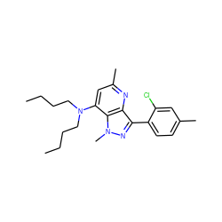 CCCCN(CCCC)c1cc(C)nc2c(-c3ccc(C)cc3Cl)nn(C)c12 ZINC000013553450