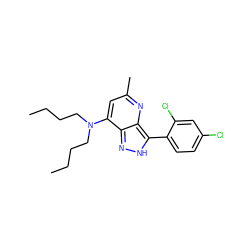 CCCCN(CCCC)c1cc(C)nc2c(-c3ccc(Cl)cc3Cl)[nH]nc12 ZINC000100885613