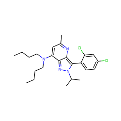 CCCCN(CCCC)c1cc(C)nc2c(-c3ccc(Cl)cc3Cl)n(C(C)C)nc12 ZINC000013553404