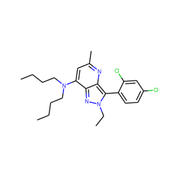 CCCCN(CCCC)c1cc(C)nc2c(-c3ccc(Cl)cc3Cl)n(CC)nc12 ZINC000013553400