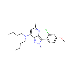 CCCCN(CCCC)c1cc(C)nc2c(-c3ccc(OC)cc3Cl)n(C)nc12 ZINC000013553409