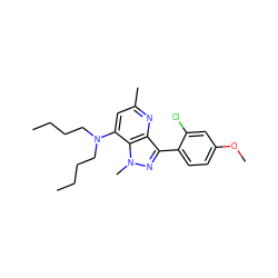 CCCCN(CCCC)c1cc(C)nc2c(-c3ccc(OC)cc3Cl)nn(C)c12 ZINC000013553449