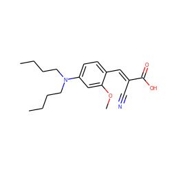 CCCCN(CCCC)c1ccc(/C=C(\C#N)C(=O)O)c(OC)c1 ZINC000205339157