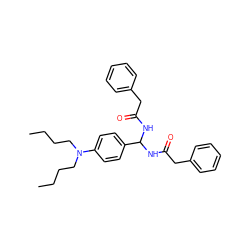 CCCCN(CCCC)c1ccc(C(NC(=O)Cc2ccccc2)NC(=O)Cc2ccccc2)cc1 ZINC000095577116