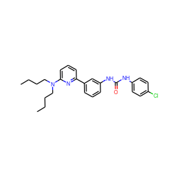 CCCCN(CCCC)c1cccc(-c2cccc(NC(=O)Nc3ccc(Cl)cc3)c2)n1 ZINC000299837404