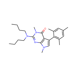 CCCCN(CCCC)c1nc2c(c(-c3c(C)cc(C)cc3C)cn2C)c(=O)n1C ZINC000071296469