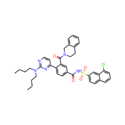 CCCCN(CCCC)c1nccc(-c2ccc(C(=O)NS(=O)(=O)c3ccc4cccc(Cl)c4c3)cc2C(=O)N2CCc3ccccc3C2)n1 ZINC000084758365