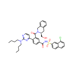 CCCCN(CCCC)c1nccc(-c2ccc(C(=O)NS(=O)(=O)c3ccc4cccc(Cl)c4c3)cc2C(=O)N2Cc3ccccc3C[C@H]2CO)n1 ZINC000084652217