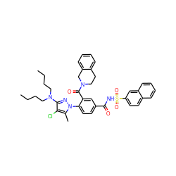 CCCCN(CCCC)c1nn(-c2ccc(C(=O)NS(=O)(=O)c3ccc4ccccc4c3)cc2C(=O)N2CCc3ccccc3C2)c(C)c1Cl ZINC000205495442