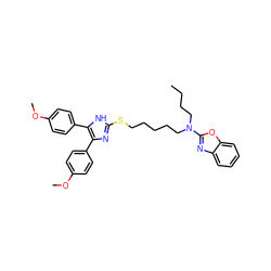 CCCCN(CCCCCSc1nc(-c2ccc(OC)cc2)c(-c2ccc(OC)cc2)[nH]1)c1nc2ccccc2o1 ZINC000029480917