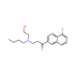 CCCCN(CCO)CCC(=O)c1ccc2c(Cl)cccc2c1 ZINC000045355913