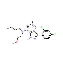 CCCCN(CCOC)c1cc(C)nc2c(-c3ccc(Cl)cc3Cl)nn(C)c12 ZINC000026993049