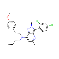 CCCCN(CCc1ccc(OC)cc1)c1cc(C)nc2c(-c3ccc(Cl)cc3Cl)n(C)nc12 ZINC000013553405