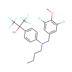 CCCCN(Cc1cc(Cl)c(OC)c(Cl)c1)c1ccc(C(O)(C(F)(F)F)C(F)(F)F)cc1 ZINC000034946802