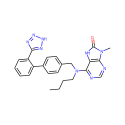 CCCCN(Cc1ccc(-c2ccccc2-c2nn[nH]n2)cc1)c1ncnc2c1[nH]c(=O)n2C ZINC000029479038