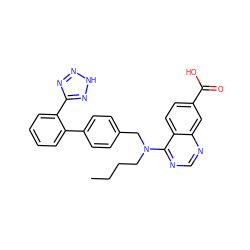 CCCCN(Cc1ccc(-c2ccccc2-c2nn[nH]n2)cc1)c1ncnc2cc(C(=O)O)ccc12 ZINC000029473952