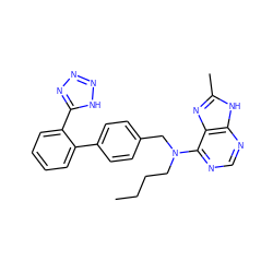 CCCCN(Cc1ccc(-c2ccccc2-c2nnn[nH]2)cc1)c1ncnc2[nH]c(C)nc12 ZINC000003796948