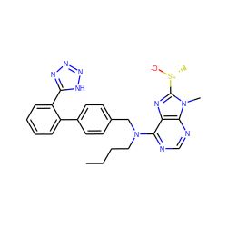 CCCCN(Cc1ccc(-c2ccccc2-c2nnn[nH]2)cc1)c1ncnc2c1nc([S@@+](C)[O-])n2C ZINC000029470433