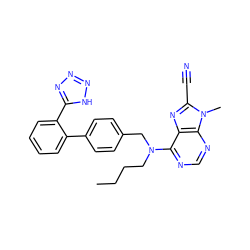 CCCCN(Cc1ccc(-c2ccccc2-c2nnn[nH]2)cc1)c1ncnc2c1nc(C#N)n2C ZINC000029479024