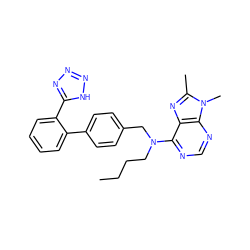 CCCCN(Cc1ccc(-c2ccccc2-c2nnn[nH]2)cc1)c1ncnc2c1nc(C)n2C ZINC000029473930