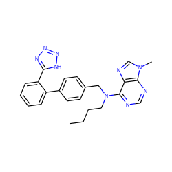 CCCCN(Cc1ccc(-c2ccccc2-c2nnn[nH]2)cc1)c1ncnc2c1ncn2C ZINC000001537630