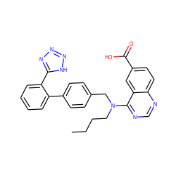 CCCCN(Cc1ccc(-c2ccccc2-c2nnn[nH]2)cc1)c1ncnc2ccc(C(=O)O)cc12 ZINC000001537675