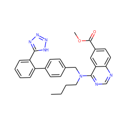 CCCCN(Cc1ccc(-c2ccccc2-c2nnn[nH]2)cc1)c1ncnc2ccc(C(=O)OC)cc12 ZINC000001537674