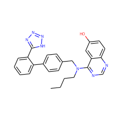 CCCCN(Cc1ccc(-c2ccccc2-c2nnn[nH]2)cc1)c1ncnc2ccc(O)cc12 ZINC000029475858