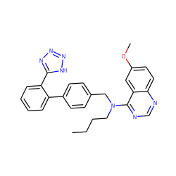 CCCCN(Cc1ccc(-c2ccccc2-c2nnn[nH]2)cc1)c1ncnc2ccc(OC)cc12 ZINC000029465768