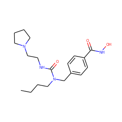 CCCCN(Cc1ccc(C(=O)NO)cc1)C(=O)NCCN1CCCC1 ZINC000206142006