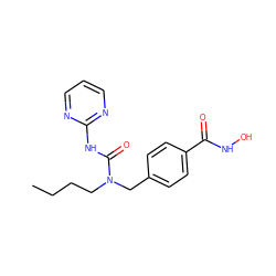 CCCCN(Cc1ccc(C(=O)NO)cc1)C(=O)Nc1ncccn1 ZINC000206141970