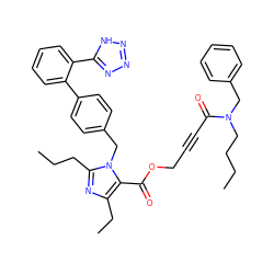 CCCCN(Cc1ccccc1)C(=O)C#CCOC(=O)c1c(CC)nc(CCC)n1Cc1ccc(-c2ccccc2-c2nnn[nH]2)cc1 ZINC000026376331