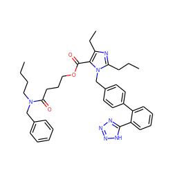 CCCCN(Cc1ccccc1)C(=O)CCCOC(=O)c1c(CC)nc(CCC)n1Cc1ccc(-c2ccccc2-c2nnn[nH]2)cc1 ZINC000026378263