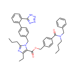 CCCCN(Cc1ccccc1)C(=O)c1ccc(COC(=O)c2c(CC)nc(CCC)n2Cc2ccc(-c3ccccc3-c3nnn[nH]3)cc2)cc1 ZINC000026286184