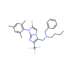 CCCCN(Cc1ccccc1)Cc1c(C(F)(F)F)nc2n(-c3c(C)cc(C)cc3C)c(Cl)cn12 ZINC000049051180