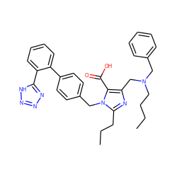 CCCCN(Cc1ccccc1)Cc1nc(CCC)n(Cc2ccc(-c3ccccc3-c3nnn[nH]3)cc2)c1C(=O)O ZINC000026294317