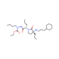 CCCCN(NC(=O)[C@H](CCC)N1CC[C@@](CCC)(NCCCC2CCCCC2)C1=O)C(=O)OCC ZINC000026183274