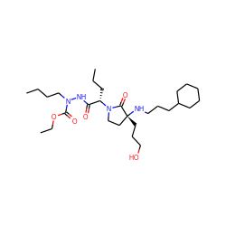 CCCCN(NC(=O)[C@H](CCC)N1CC[C@@](CCCO)(NCCCC2CCCCC2)C1=O)C(=O)OCC ZINC000003978845