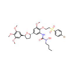 CCCCN(O)C(=O)Nc1cc([C@@H]2CC[C@@H](c3cc(OC)c(OC)c(OC)c3)O2)cc(OC)c1OCCS(=O)(=O)c1ccc(Br)cc1 ZINC000029572028