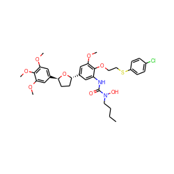 CCCCN(O)C(=O)Nc1cc([C@@H]2CC[C@@H](c3cc(OC)c(OC)c(OC)c3)O2)cc(OC)c1OCCSc1ccc(Cl)cc1 ZINC000029567067