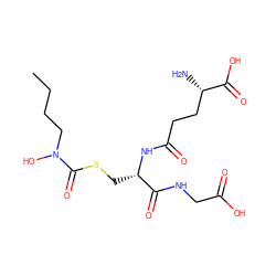 CCCCN(O)C(=O)SC[C@H](NC(=O)CC[C@H](N)C(=O)O)C(=O)NCC(=O)O ZINC000013814509