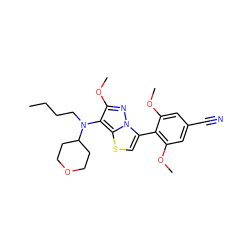 CCCCN(c1c(OC)nn2c(-c3c(OC)cc(C#N)cc3OC)csc12)C1CCOCC1 ZINC000095575225