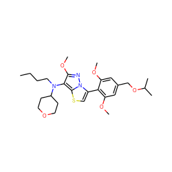 CCCCN(c1c(OC)nn2c(-c3c(OC)cc(COC(C)C)cc3OC)csc12)C1CCOCC1 ZINC000116672855