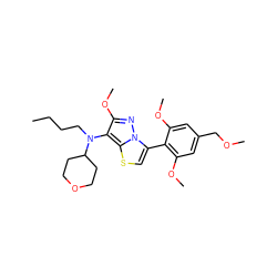 CCCCN(c1c(OC)nn2c(-c3c(OC)cc(COC)cc3OC)csc12)C1CCOCC1 ZINC000043208140