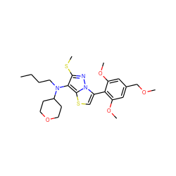 CCCCN(c1c(SC)nn2c(-c3c(OC)cc(COC)cc3OC)csc12)C1CCOCC1 ZINC000096172636